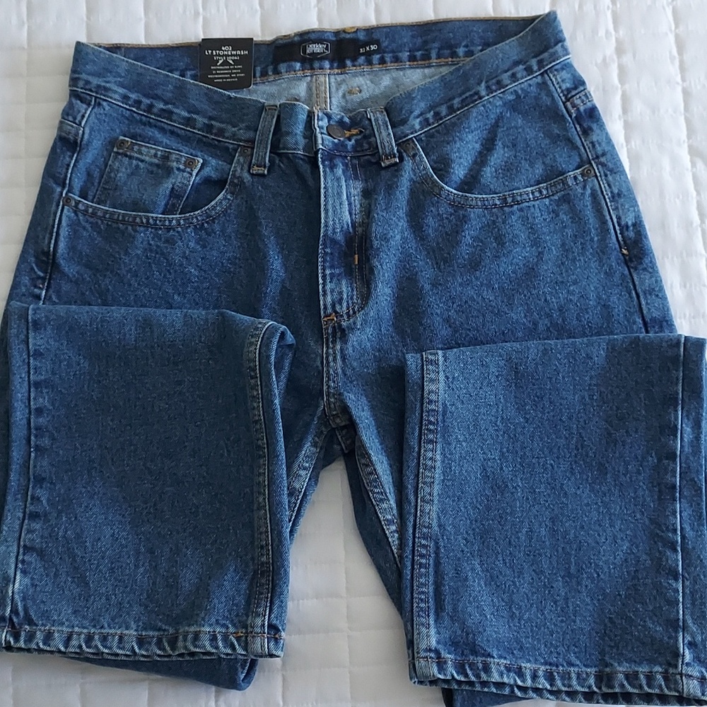 NWT Men's Berkley Jensen Relaxed Straight Lt Stonewash 5 Pocket Denim Jeans - Picture 11 of 17